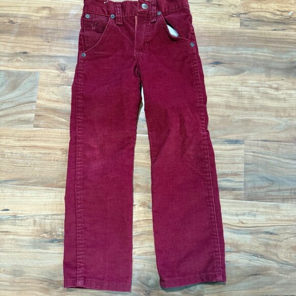 VINTAGE Red Wrangler Corduroy Pants 5 SLIM - Picture 4 of 5